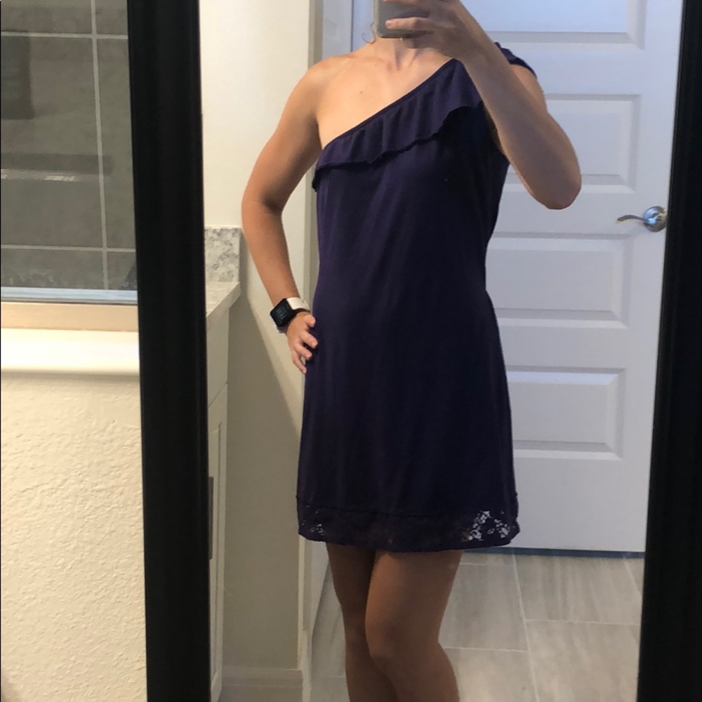 One shoulder Purple Volcom small cotton dress